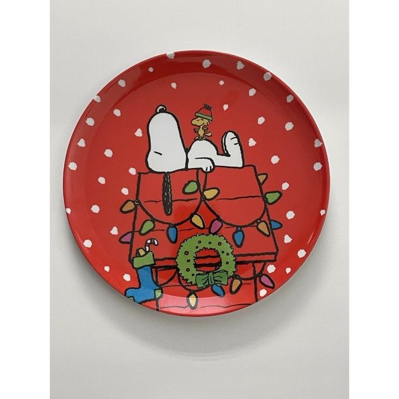 Peanuts Snoopy & Woodstock Melamine Christmas Holiday Plate and Bowl Set - Picture 3 of 9